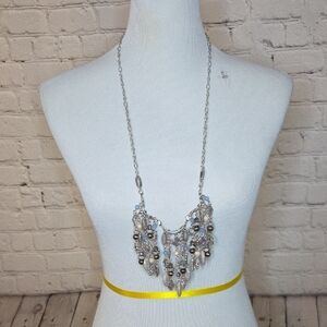 Elegant Silver and Gold Chandelier Necklace